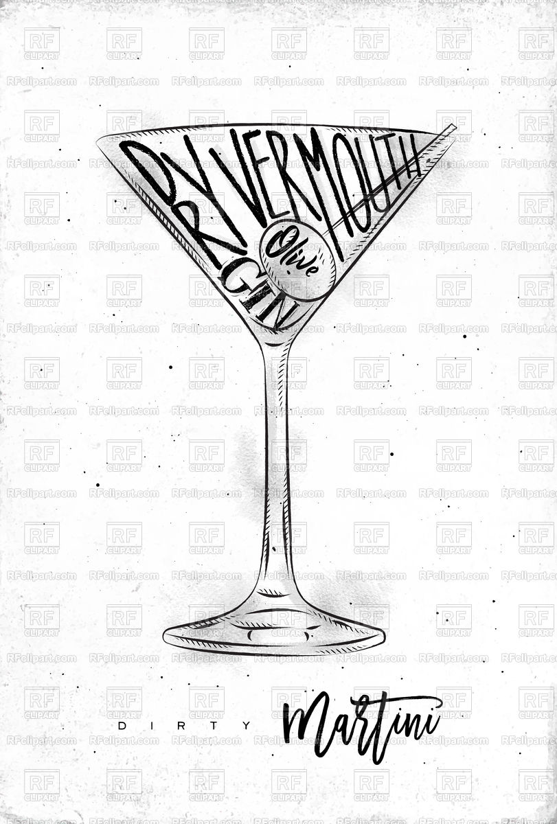 811x1200 Martini Cocktail Lettering On Dirty Paper Background Vector Image
