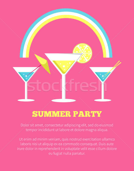 469x600 Summer Party Poster With Martini Glasses Vector Vector