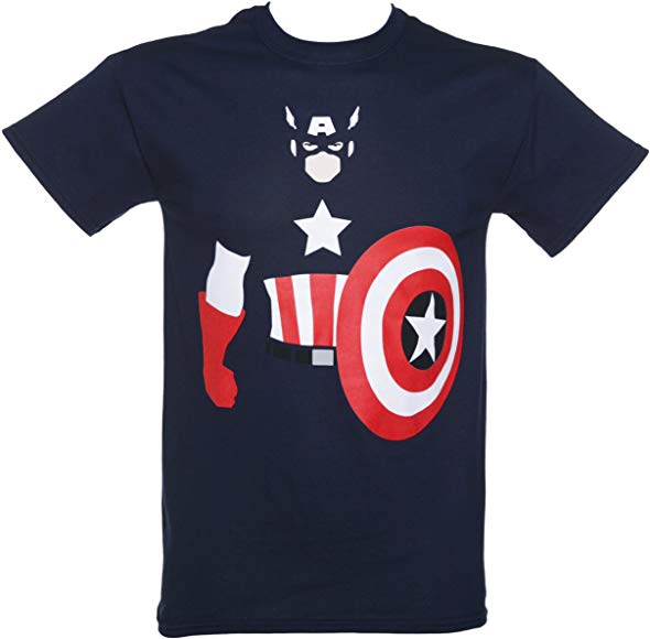 590x580 Mens Blue Marvel Captain America Vector T Shirt