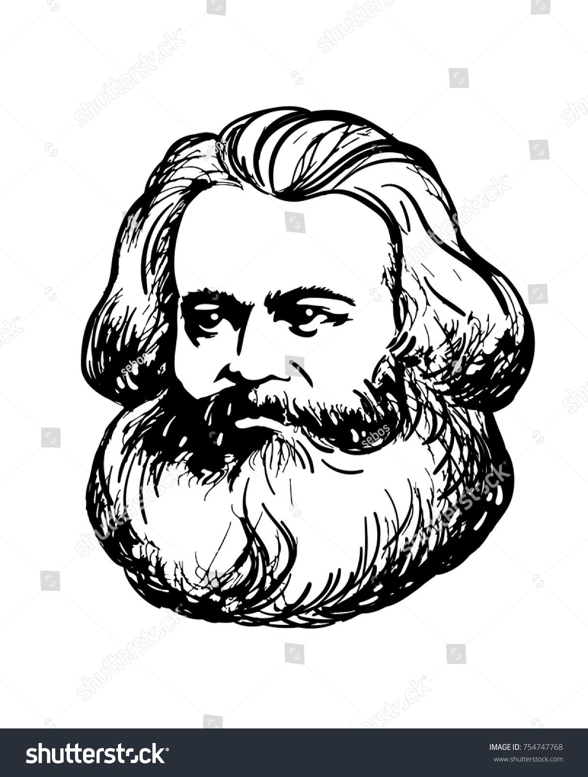 1211x1600 Vector Drawing Portrait Of Karl Marx, German Philosopher