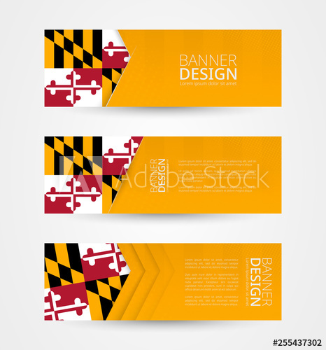 466x500 Set Of Three Horizontal Banners With Us State Flag Of Maryland