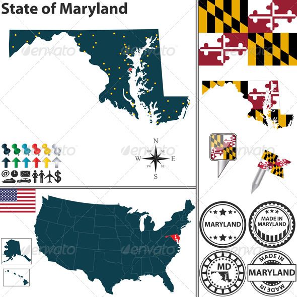 590x590 Map Of State Maryland, Usa Travel Vectors Art State Map, Map