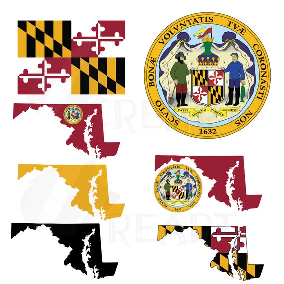 570x570 Maryland State Map Clipart Collection Flag Seal Symbols Etsy