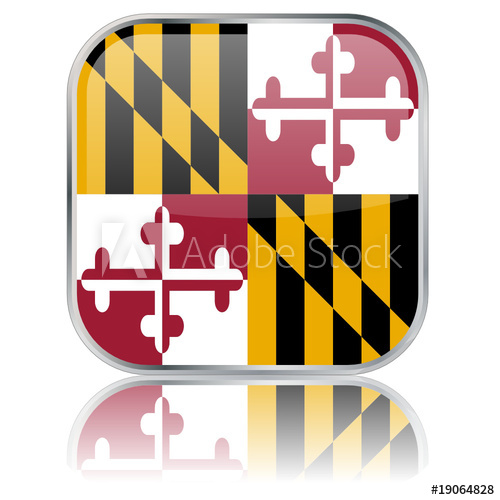 500x500 Maryland State Square Flag Button