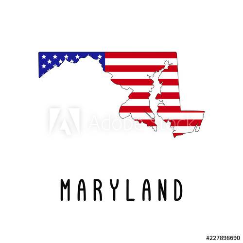 500x500 Vector Map Of Maryland Painted In The Colors American Flag