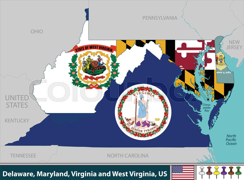 800x591 Vector Of Delaware, Maryland, Virginia Stock Vector Colourbox