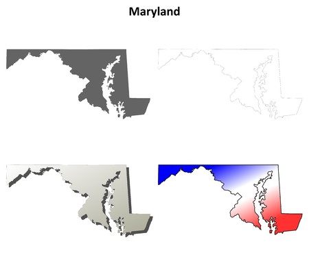 450x375 Maryland State Blank Vector Outline Map Set Royalty Free Vector