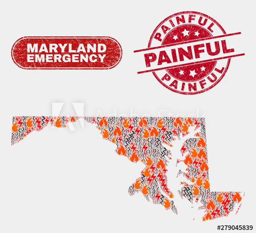 500x456 Vector Composition Of Firestorm Maryland State Map And Red Round