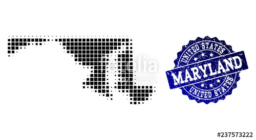 500x274 Geographic Combination Of Dot Map Of Maryland State And Blue