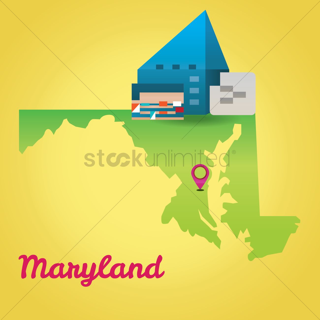 1300x1300 Map Of Maryland State Vector Image