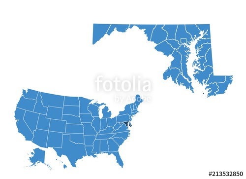 500x363 Map Of Maryland State Stock Image And Royalty Free Vector