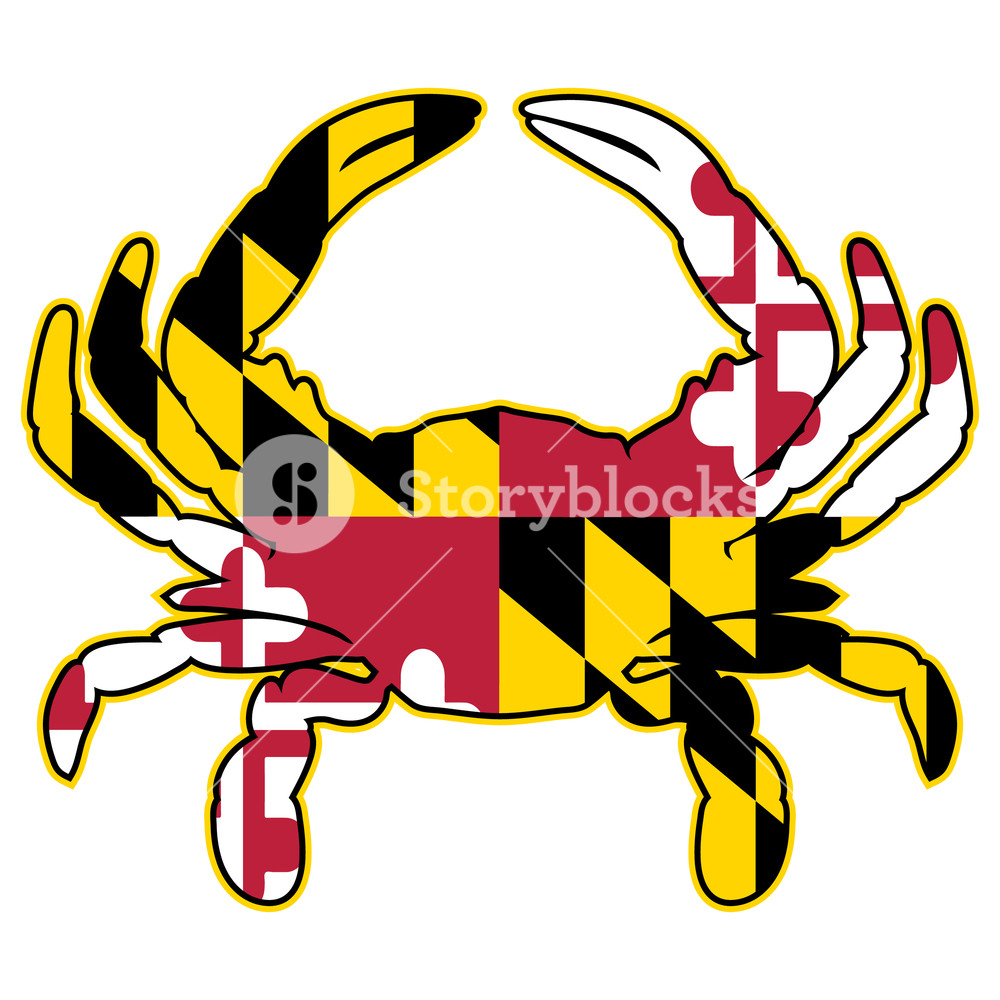 1000x1000 Maryland Flag Crab Isolated Vector Illustration Royalty Free Stock