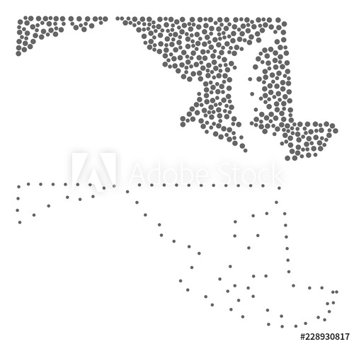500x486 Dotted And Contour Map Of Maryland State Designed With Dots