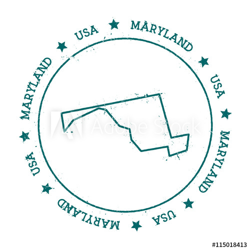 500x500 Maryland Vector Map Retro Vintage Insignia With Us State Map
