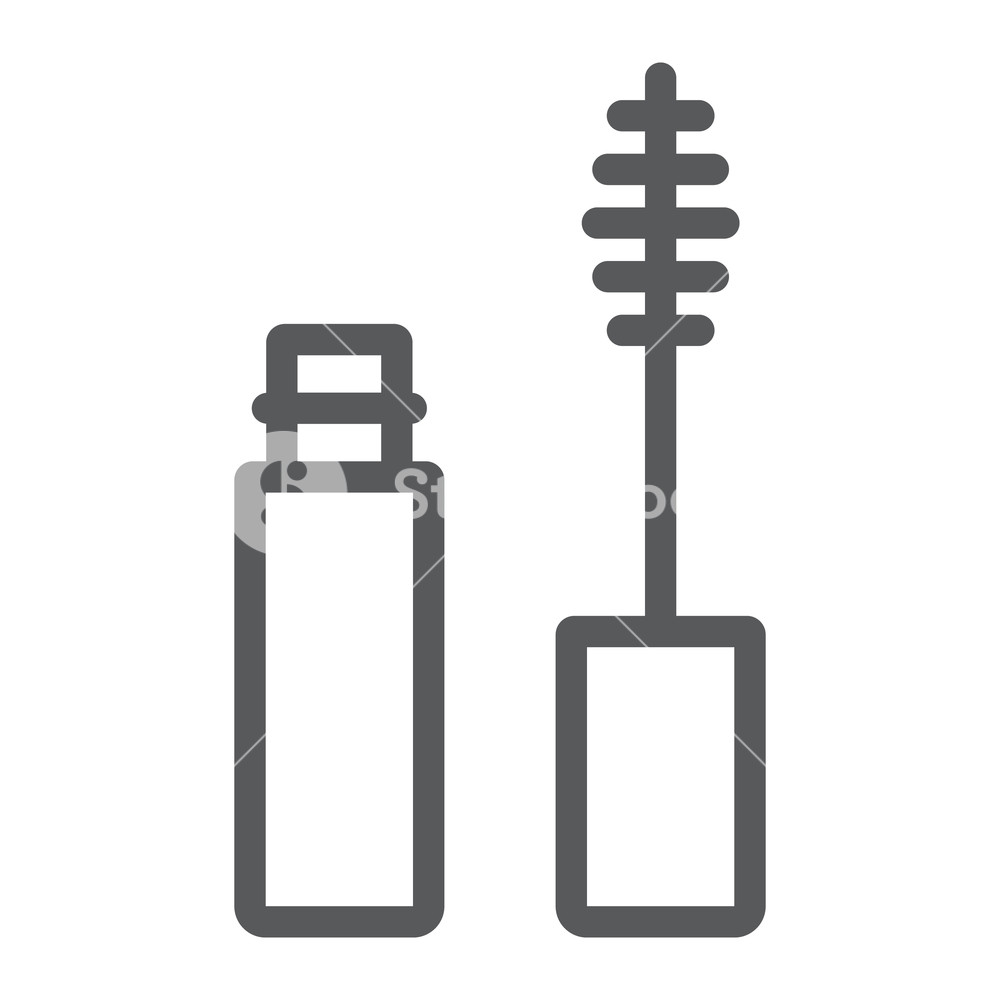 1000x1000 Mascara Brush Line Icon, Eyelash And Cosmetic, Eye Makeup Sign