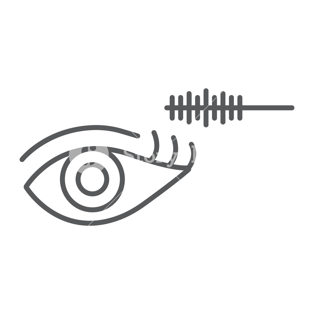 1000x1000 Eye Makeup Thin Line Icon, Beauty And Makeup, Mascara Brush Sign