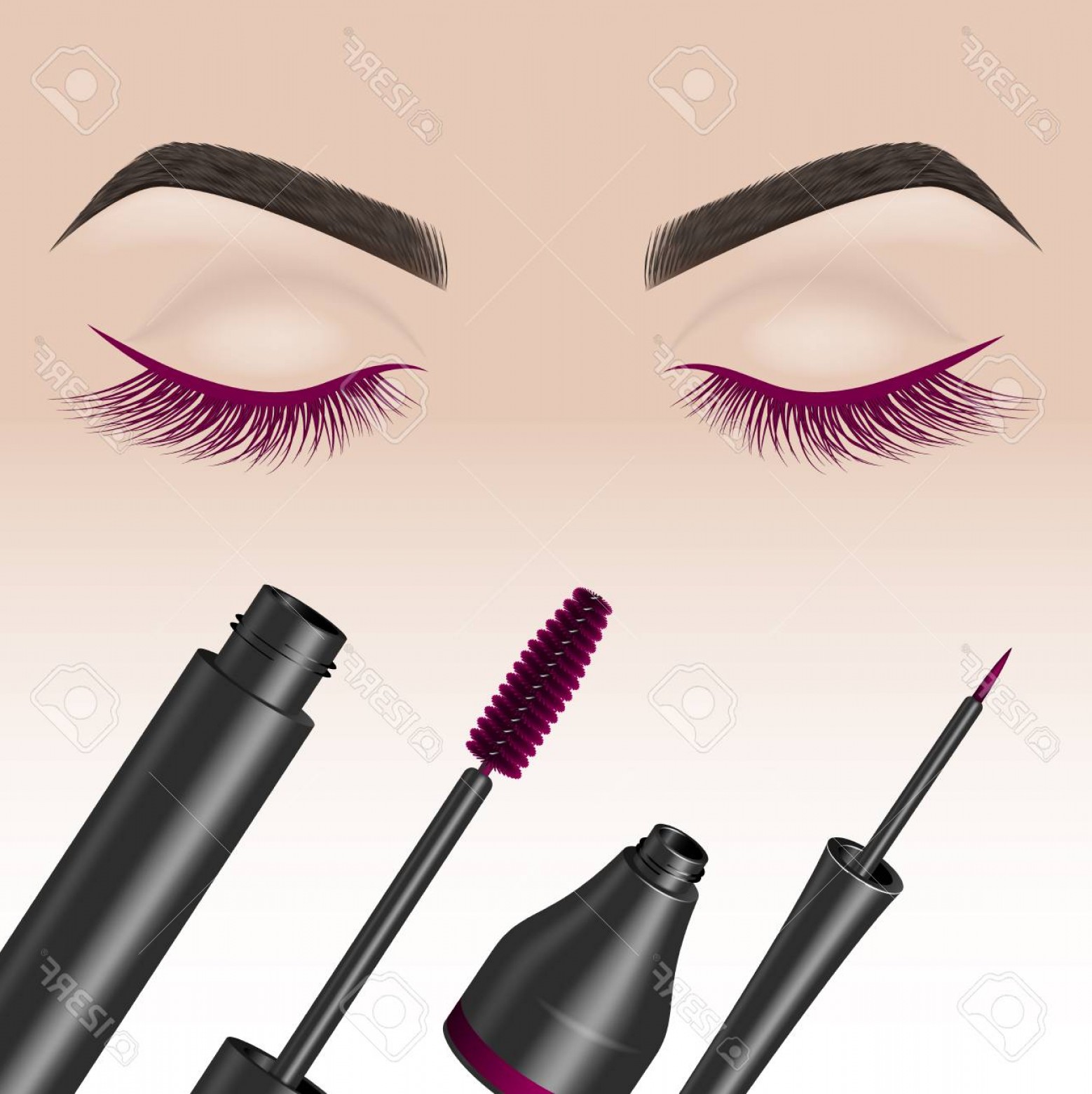 Photostock Vector Eye Makeup Closed Eyes With Color Eyelashes 1558x1560 Photostock Vector Eye Makeup Closed Eyes With Color Eyelashes