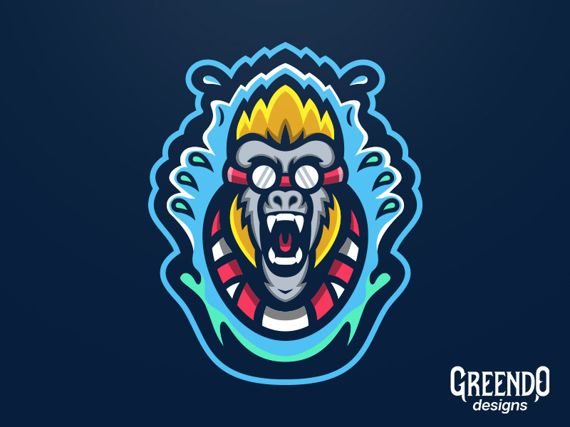 800x600 Diving Monkey Mascot Vector Logo