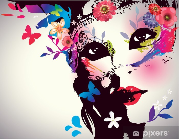 700x541 Girl With Maskvector Illustration Sticker We Live