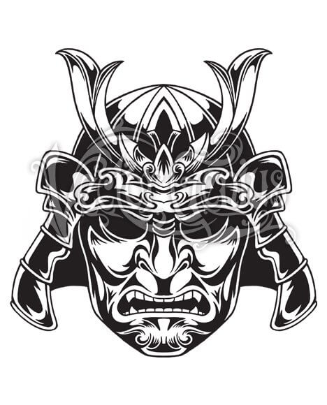 468x580 Samuari Mask Ornate Stock Art