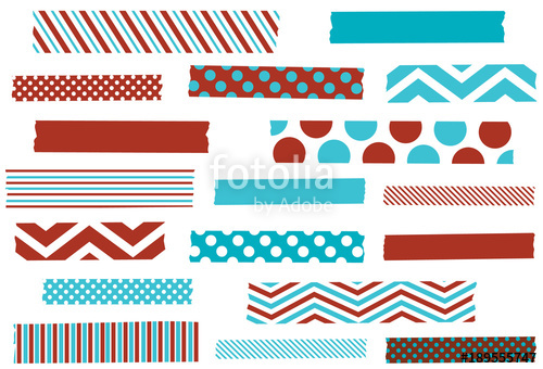500x340 Washi Tape Vector Illustration Aqua And Red Holiday Masking Tape