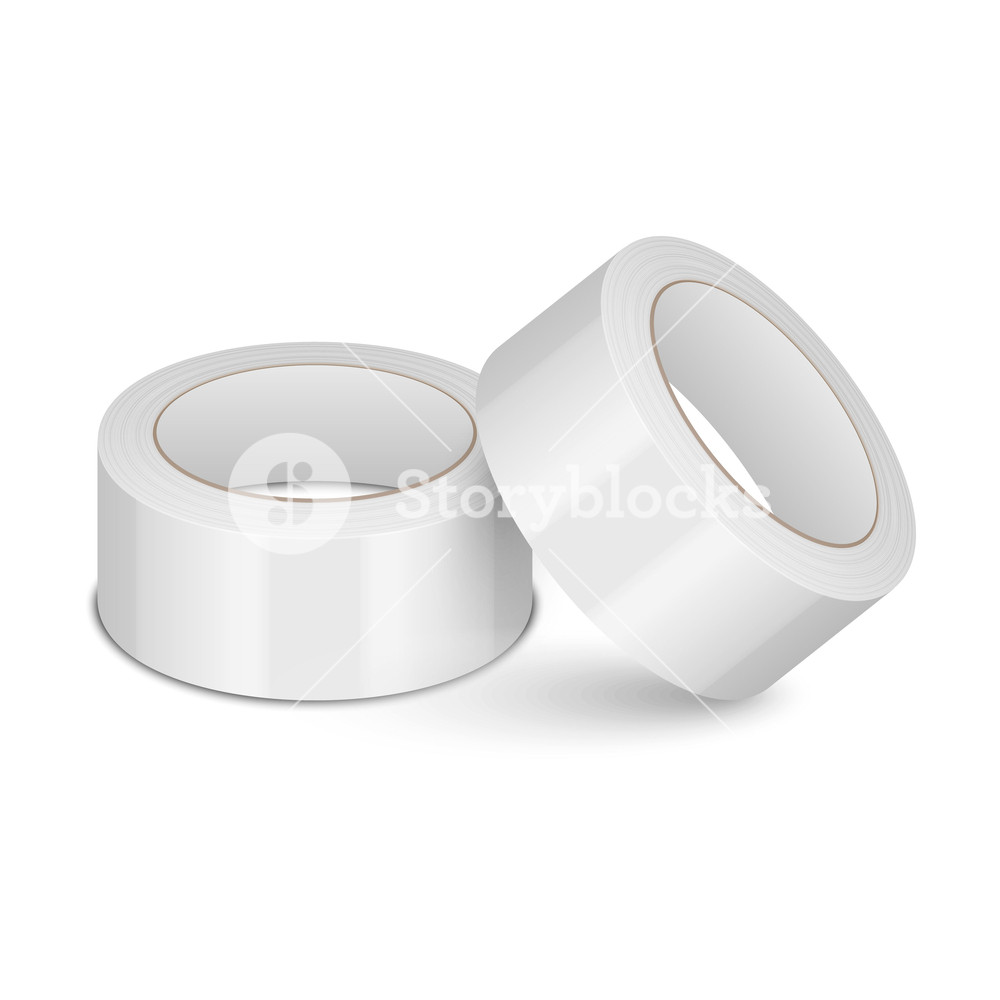 1000x1000 Vector Realistic White Glossy Tape Roll, Sticky, Duct Tape