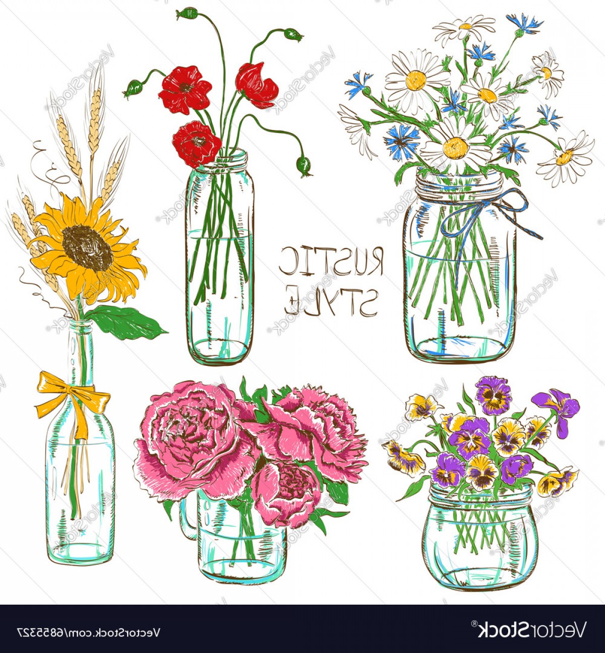 1200x1296 Mason Jar Flower Vector Cultracing