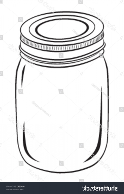 399x622 Mason Jar Vector Black Outline Png