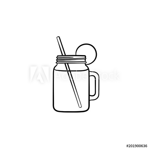 500x500 Glass Jars Of Fresh Detox Cocktail Hand Drawn Outline Doodle Icon