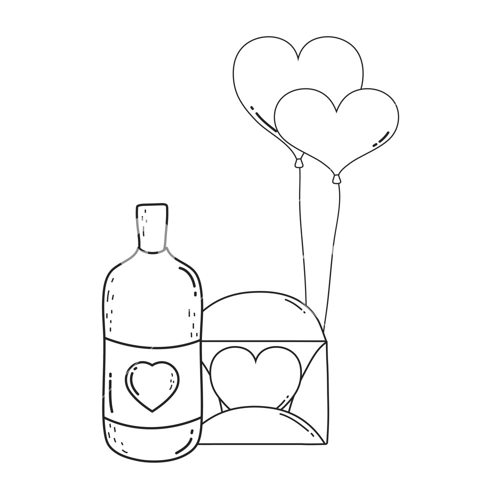 Heart Shaped Party Balloons With Mason Jar Vector Illustration 1000x1000 Heart Shaped Party Balloons With Mason Jar Vector Illustration