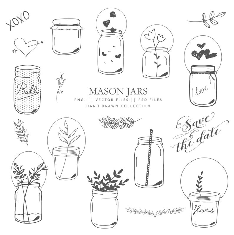 794x798 Clipart Mason Jars Images Mason Jars Vector Mason Jar Etsy