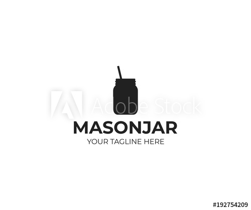 Mason Jar With Straw Logo Template Canning Jar Vector Design 500x417 Mason Jar With Straw Logo Template Canning Jar Vector Design