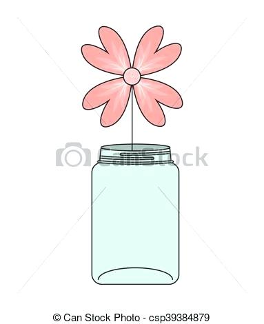 383x470 Mason Jar With Flowers Vector Free