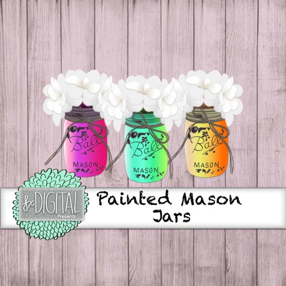 570x570 Mason Jar Clipart Mason Jar Clip Art Flower Jar Clipart Etsy