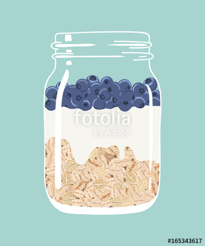 417x500 Overnight Oats With Fresh Blueberries And Yogurt In Glass Vintage