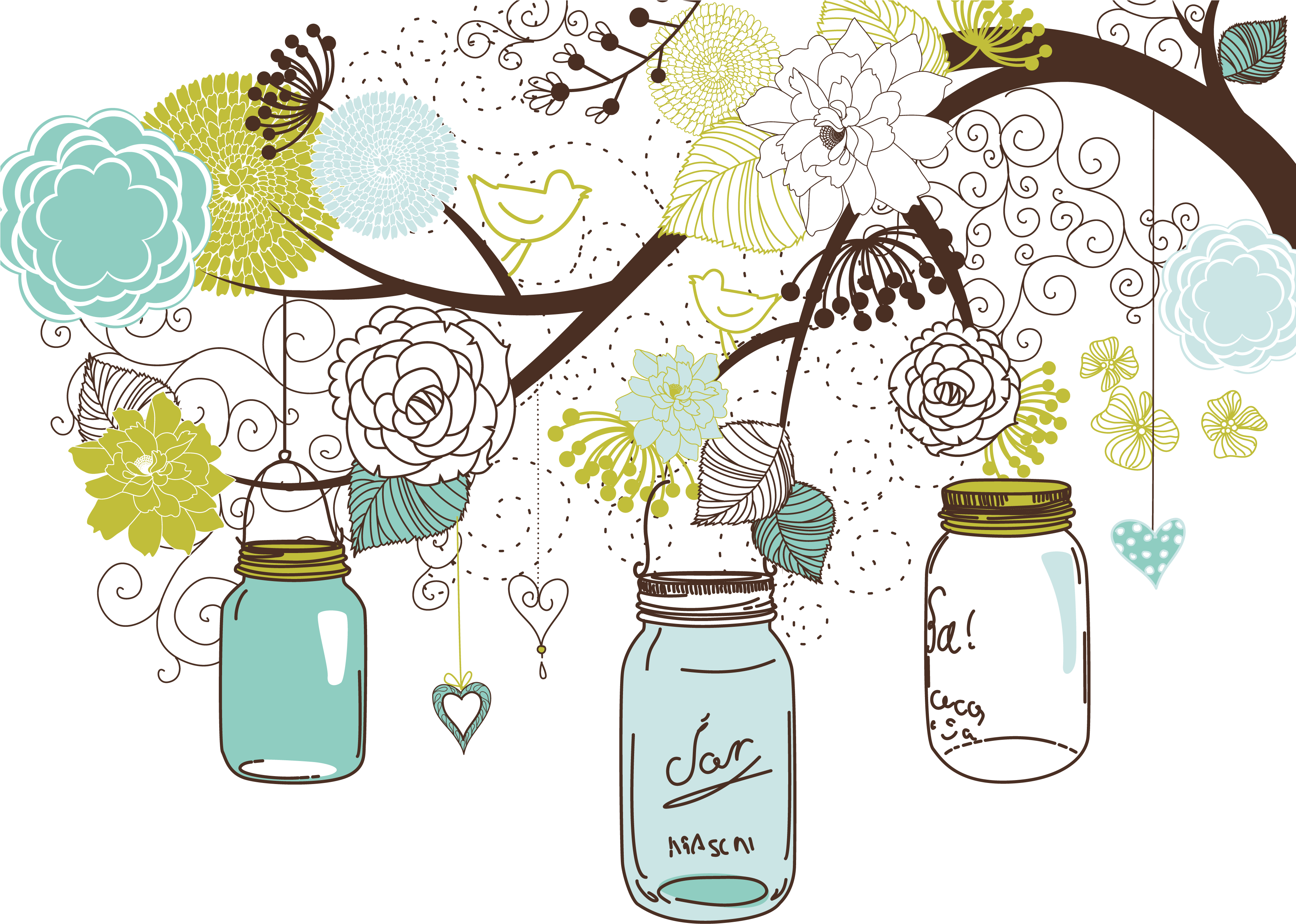 3601x2568 Download Mason Jar Clipart Baby Shower