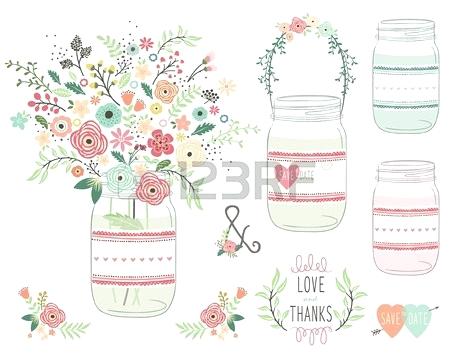 Flowers In Jar Vector 450x360 Flowers In Jar Vector