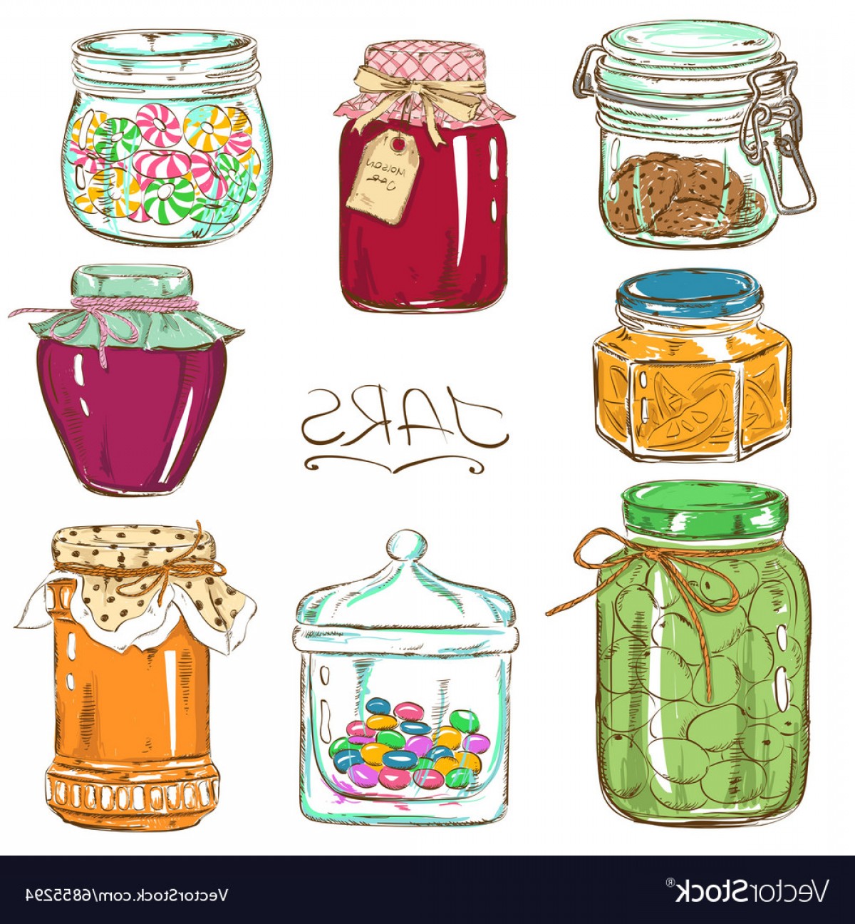 1200x1296 Colorful Set Of Isolated Mason Jars Vector Soidergi