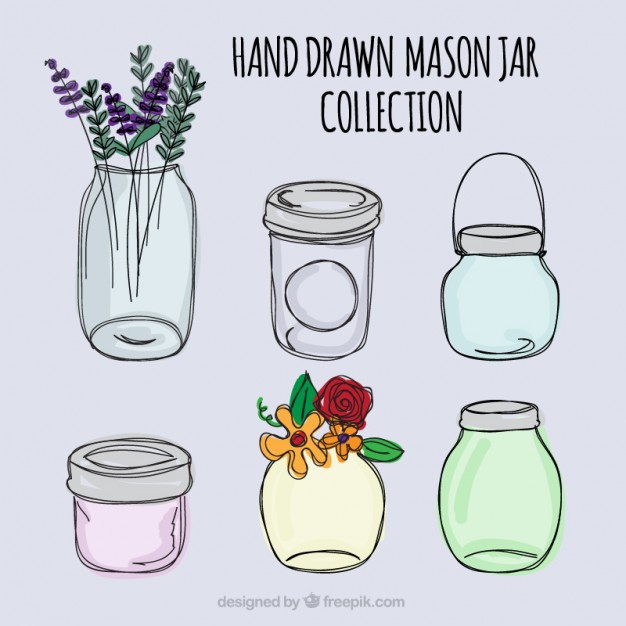 626x626 Hand Drawn Mason Jars Vector Free Download