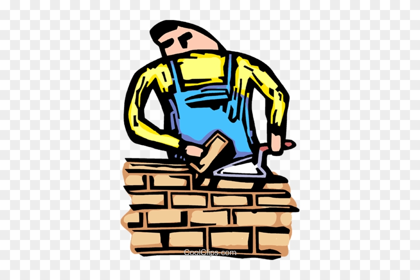 840x560 Mason Building A Brick Wall Royalty Free Vector Clip