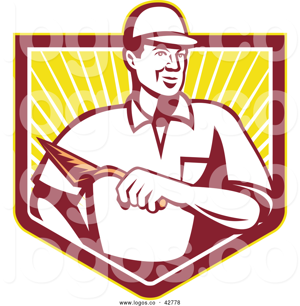 1024x1044 Vector Logo Of A Skilled Mason Construction Worker Posing