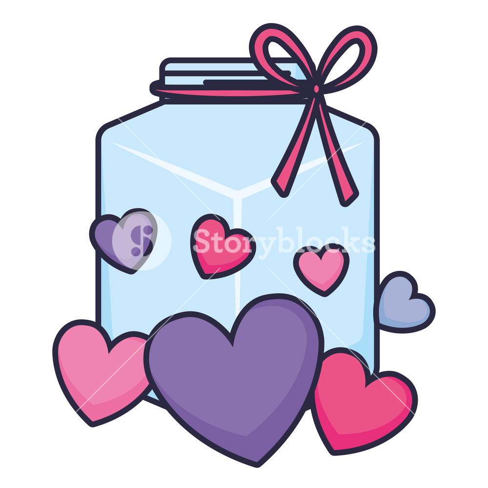 1000x1000 Cute Mason Jar With Love Hearts Vector Illustration Design Royalty