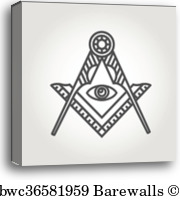 Masonic Freemasonry Emblem On Chalkboard, Canvas Print Barewalls 180x201 Masonic Freemasonry Emblem On Chalkboard, Canvas Print Barewalls