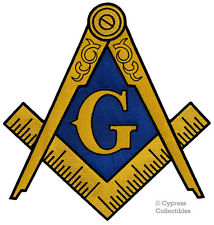 214x225 Black Masonic Embroidered Patch Iron On Freemason Square Compass