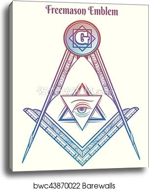 305x390 Freemason Square And Compass, Canvas Print Barewalls Posters