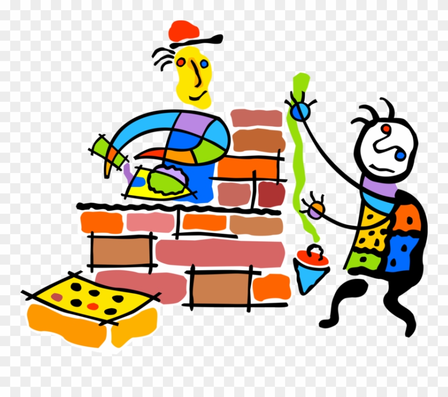 880x780 Vector Illustration Of Masonry Bricklayer Masons Construct Clipart