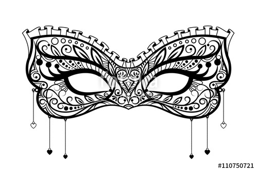 500x334 Elegant Carnival Mask Black Ornate Lace Masquerade Mask Vector