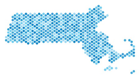 450x255 Blue Dotted Massachusetts State Map Vector Geographic Map In Blue