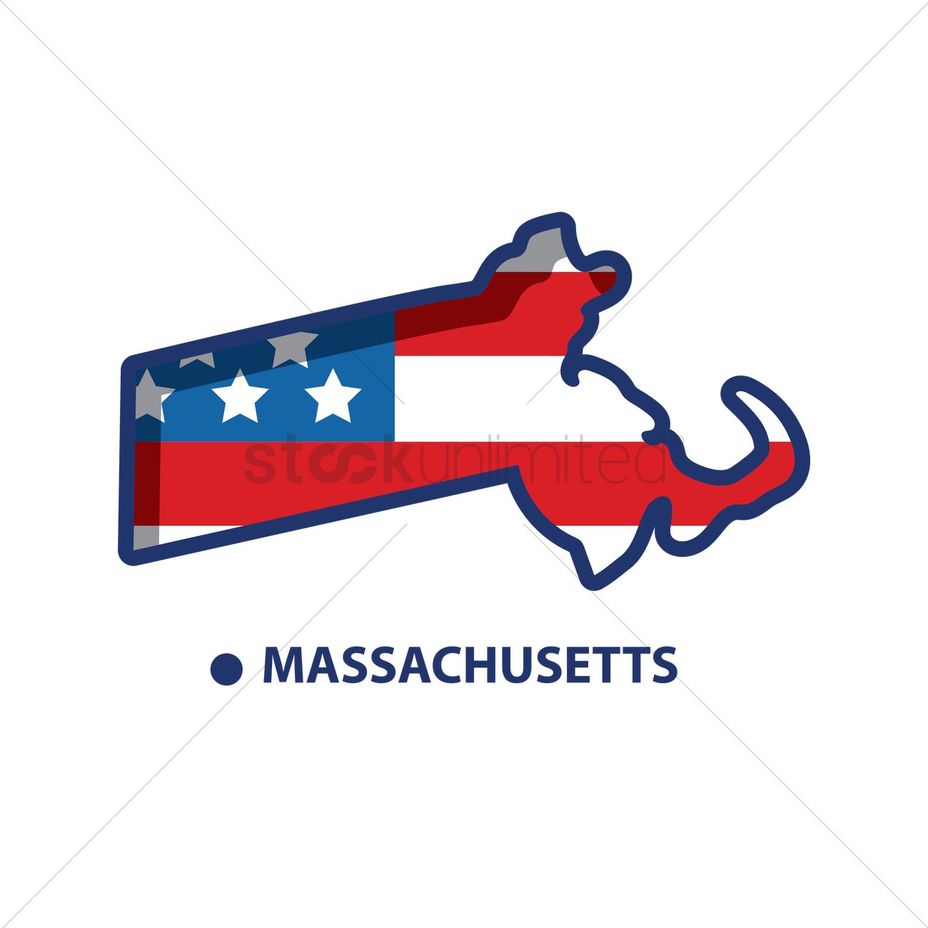 1300x1300 Map Of Massachusetts Vector Image