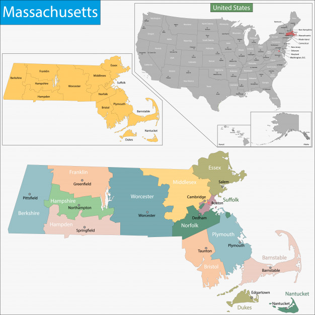 626x626 Massachusetts Map Vector Premium Download
